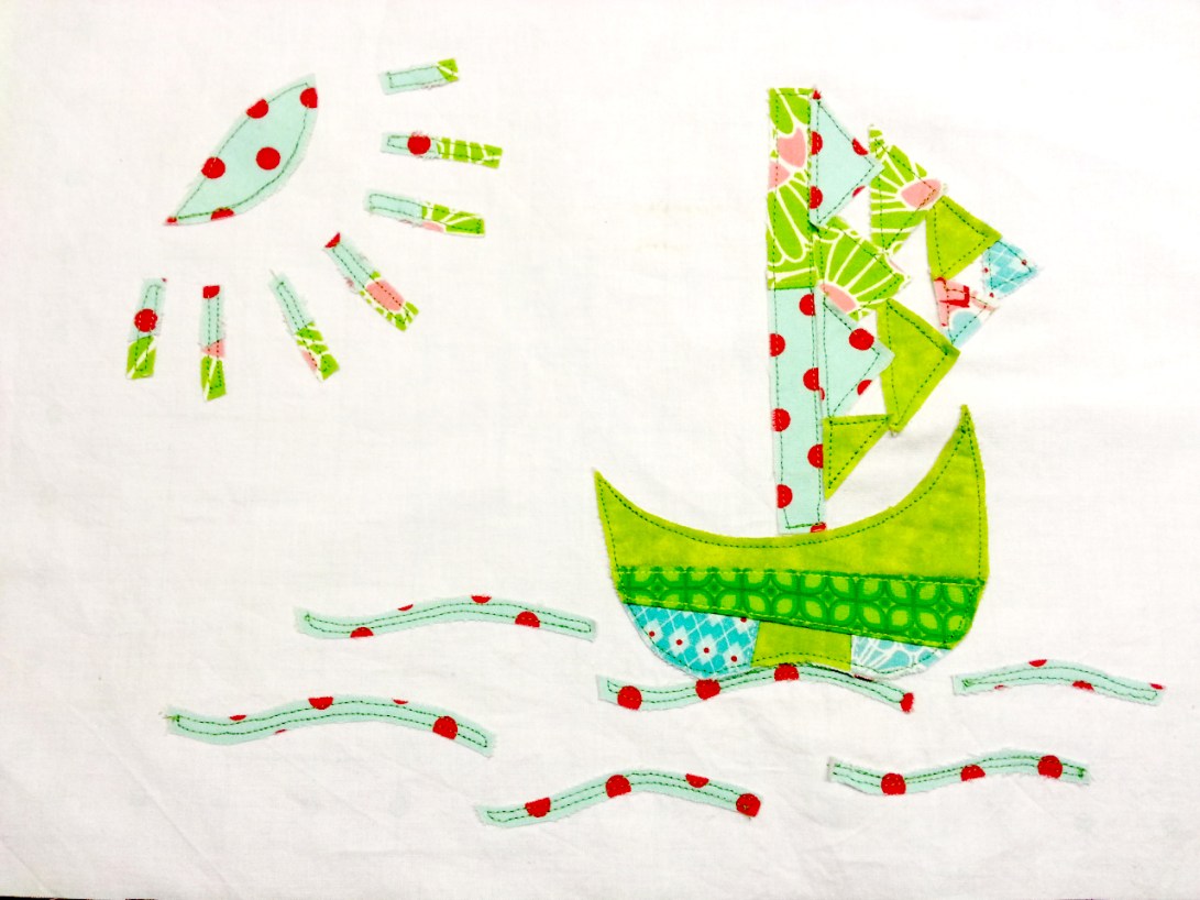 Applique Sail Boat - from scrap fabrics