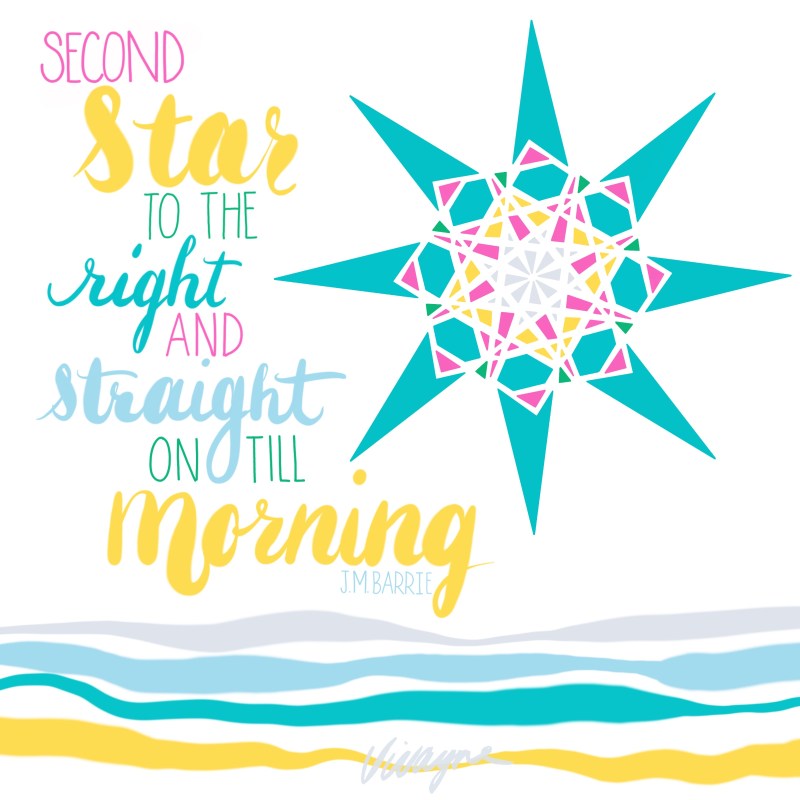 Vivayne second star to the left lettering