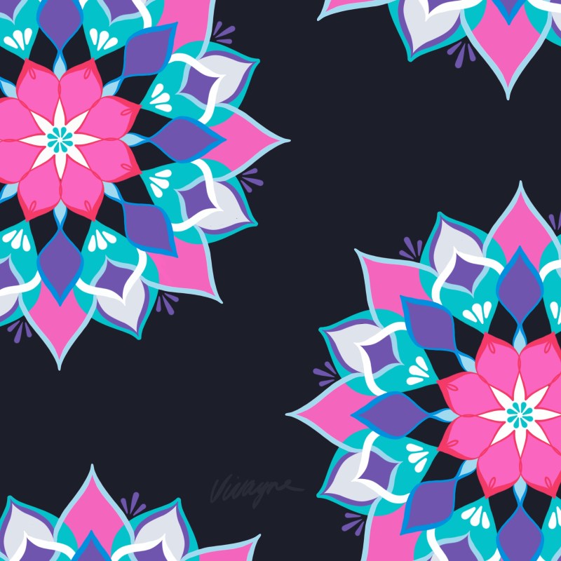 Vivayne mandala floral on trend art licensing & surface pattern design