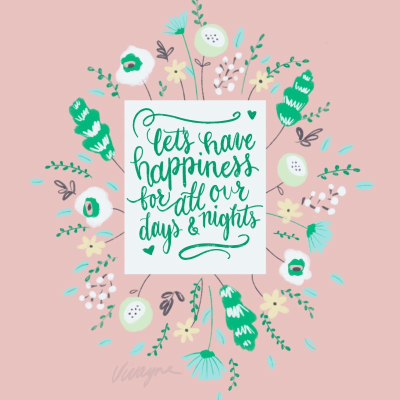 Vivayne green flora happiness on trend art licensing & surface pattern design
