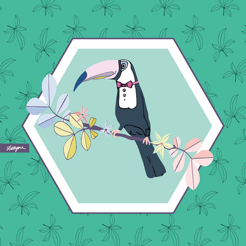 Vivayne Toucan Tropics on trend art licensing & surface pattern design